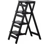 Wooden Folding Step Ladder Chair - Multifunctional Bamboo Stool for Storage and Decoration - Space-Saving Design for Library, Bookshelf, and Plant Stand