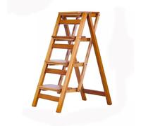 Wooden Folding Step Ladder Chair - Multifunctional Bamboo Stool for Storage, Decoration, and Space-saving - Ideal for Library, Bookshelf, and Plant Stand