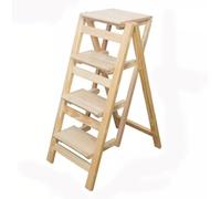 Wooden Folding Step Ladder Chair - Multifunctional Bamboo Stool for Storage, Decoration, and Space-saving - Ideal for Library, Bookshelf, and Plant Stand