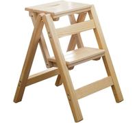 Wooden Folding Step Stool - Portable 2-Step Ladder Chair Thickened Design for Adults Lightweight Garden Tool Log Color Compact & Foldable for Easy Storage