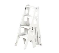 Wooden Folding Step Stool, Portable 4-Step Library Chair for Home and Office, Easy Storage