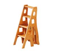 Wooden Folding Step Stool, Portable 4-Step Library Chair for Home and Office, Easy Storage