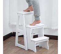 Wooden Folding Stool - Versatile Step Stool for Bedroom, Kitchen, Indoor Plant Stand & Home Décor - Durable, Lightweight Design for Easy Storage