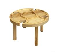 Wooden Folding Table with Built-in Wine Glass Holder for Outdoor Picnics, Camping and Beach Gatherings(30 * 16cm)