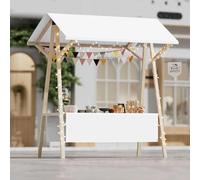 Wooden Food Cart on Wheels, Foldable Outdoor Vendor Stall for Farmers Markets and Craft Shows, Lightweight Display Stand