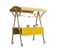 Wooden Food Cart Vendor Stall - Portable Market Display Stand for Outdoor Vendors, Folding Pushcart for Street Stalls