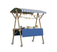 Wooden Food Cart Vendor Stall - Portable Market Display Stand for Outdoor Vendors, Folding Pushcart for Street Stalls