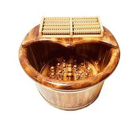 Wooden Foot Basin Bowl Bath Massage Spa Sauna Massage Bowl with Lid 26cm