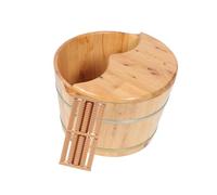 Wooden Foot Bath Bucket Large Capacity with Lid and Massager | Solid Wood, Hand Spliced Thickened Basin, Khaki Finish, for Personal Wellness Routines and Living Room Use