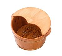 Wooden Foot Bath Cube with Lid and Fixed Massage Balls Basin for Foot Bath Massage Spa Sauna Soaking Foot Bath Wooden Cube Spa A