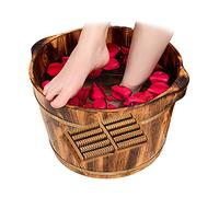 Wooden Foot Bath Cube with Massage Board for Health and Cleaning, Soak Your Feet, Deep Feet for Stress Relief, Tired Feet, Stress Relief, Home Use, B-26cm