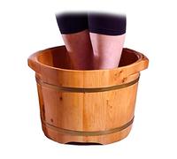 Wooden Foot Bath, Double Wooden Pedicure for Foot Stress Relief, Foot Tub Basin, Soothe and Comfortable Feet for Home and Office Use with Fixed Massage Beads Without Beads