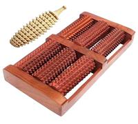 Wooden Foot Massager Acupressure and Pain Relief 6 Roll/Feet Massager 6 Roller Stress Acupressure (Brown) & Yellow