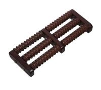 Wooden Foot Roller Massager with Curved Dual Foot Wheels | Manual Under-desk Use, Natural Grain Finish, for Arches and Plantar Areas at Home or Watching TV