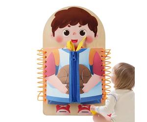 Wooden For, 30x19.5cm Activity Toy With Zipper, Button, And Shoelace Practice, Early Education Life Skills Development For Children Aged 3+, Lightweight 0.2KG