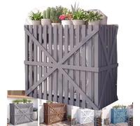 Wooden for AC Unit - Freestanding Fence for Outdoor Equipment Trash Can & Radiator Cover Noise Reduction Enclosure (Brown 120x60x105cm)