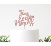 Wooden Four Ever A Princess Cake Topper - Birthday Princess Cake Decor for Girls Four Years Old,Little Princess 4th Birthday Decoration