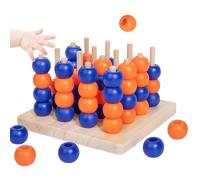 Wooden Four in a Row Game,3D Four in a Row Wooden Strategy Game | Parent-Child Bonding Educational Chess Puzzle for Birthday Holiday Travel School Family Night Home