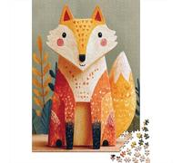 Wooden Fox Figurine Decorative Jigsaw Puzzles Puzzles for Adults Kids. 1000 Pieces Whimsical Challenge Toy Educational Games Home Decoration for Educational Games Gifts 52x38cm/1000pcs