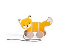 Bigjigs Toys FSC® Certified Fox Pull Along Toy - Eco-Friendly Wooden Fox with Grey Pull Cord, Quality Pull Along Toys for 1 Year Olds, Wooden Baby Toys with Non-Toxic Paints & Lacquers