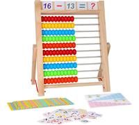 Wooden Frame Abacus for Kids Math，Kid Learning Toy with Multi-Color Beads, Counting Sticks, Number Alphabet Cards, Manipulative Math Calculating Tool, Gift for Boys Girls Age 3+ Years Old
