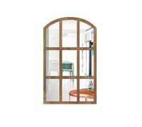 Wooden frame acrylic mirror wall sticker with 3D imitation window design, designed for creative and elegant wall decoration (Wood)