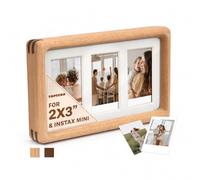Wooden Frame for Fujifilm Instax Mini Films - 2x3” Polaroid Photo Frame | 3-Opening - Multi Aperture Photo Frame for Small Picture Frame 2x3 Zink Photo Paper Display - Wallet Size Frame Home Decor