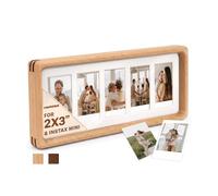 Wooden Frame for Fujifilm Instax Mini Films - 2x3” Polaroid Photo Frame | 5-Opening - Multi Aperture Photo Frame for Small Picture Frame 2x3 Zink Photo Paper Display - Wallet Size Frame Home Decor