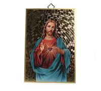 Wooden Frame of the Sacred Heart of Jesus Mosaic Effect - Home and Decoration - Wooden Christian Worship