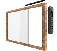 Wooden Frame with Magnet for Echo Show 15, Screen Protector, Magnet Stylus Pen,Magnet Remote Control case (Light Brown)