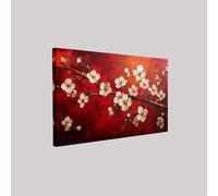 Wooden Framed Flowering apricot tree Canvas Wall Art 40 x 30 cm Red Print Picture Modern Decoration for Living Room Bedroom Office