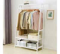 Wooden Freestanding Clothes Rack with 2 Shelves 1 Hanging Rod HeavyDuty Storage for Clothes Bags & Shoes Ideal for Hotels & Bedrooms 100x44.5x165 cm