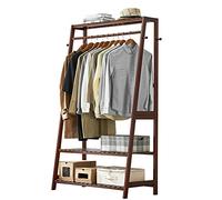 Wooden Freestanding Clothes Rack with Two Shelves 1 Hanging Bar High Load Capacity Clothing Storage Shoe Bags Ideal for Hotels & Bedrooms 100 x 44.5 x 165 cm