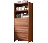 Wooden Freestanding MultiTier Sideboard CabinetShutter Design Kitchen Pantry Sto & Shoe nizer for Entryway Brown 170cm Height Home Kitchen Fur