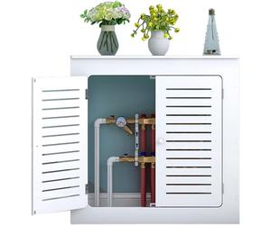 Wooden Freestanding Radiator Cover Cabinet - Double Doors with Storage Shelf, Modern Decorative Heater Guard & Ventilation Panel for Home Office Bathroom Living Room (60 * 80 * 15cm)