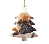 Wooden French Bulldog Christmas Decorations for Tree Wall Door Christmas Decoration with Uplifting Charm