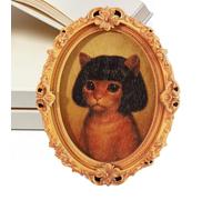 Wooden Fridge Magnet, Compact Cat Magnet, 0.28 Inch Fridge Decoration with Wooden Frame, Multi Purpose Cat Frame, Craft Design Magnets, Org