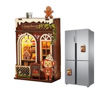 Wooden Fridge Magnet - DIY Puzzle Decoration, Strong Warm LED, Interactive | DIY LED Fridge Magnet - Interlocking Wooden Pieces, Bright Adhesive Backing, Soft Amber Glow, Battery-Operated Light, Customi