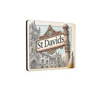 Wooden Fridge Magnet St Davids Landmark Design with Detailed Architecture (mag-kf25-2611)
