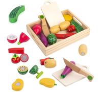 Wooden Fruit and Vegetable Toys, Toy Kitchen Accessories, Wooden Food for Play Kitchen, Pretend Play Simulation Educational Toys for Boys and Girls 3 4 5 6 Year Olds