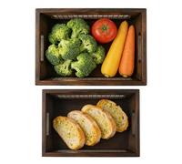 Wooden Fruit Basket, Farmhouse Style, 27.5x18.5x8cm, Rustic Countertop Box, Kitchen Storage Crate, Reusable Storage, For Bread Or Fruit