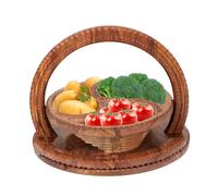 Wooden Fruit Basket - Natural Storage Bowl, Handmade Counter Stand, Rustic Kitchen Organizer With Open Design | Decorative Serving Tray For Table A Ma