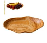 Wooden Fruit Bowl, 40x18x6cm Multi-Purpose Use Natural Decorative Fruit Serving Platter, Rustic Handcrafted Salad Dish for Room Counter Kitchen Farmhouse Candy Dessert Snack