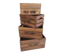Wooden Fruit Crates (Set of 4) Fallen Fruits Brown One Size