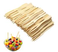 Wooden Fruit Forks, 200PCS Two Prongs Fruit Forks Disposable Cocktail Food Picks Bamboo Party Fork Cocktail Food Picks 3.5 Inch Blunt end Fork for Home and Party