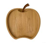 Wooden Fruit Shaped Serving Tray 8x7.6in Snack Plate | Space-saving compact design, fits cabinets, holds snacks appetizers, natural wood finish, 8x7.6 inch size