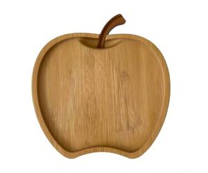 Wooden Fruit Shaped Serving Tray 8x7.6in Snack Plate | Space-saving compact design, fits cabinets, holds snacks appetizers, natural wood finish, 8x7.6 inch size
