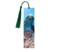 Wooden Funny Dolphin Looking at You Print Bookmarks with Tassel for Women,Men,Book Lovers,Page Markers for Students Teachers Reading