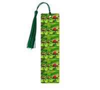 Wooden Funny Ladybug Holding Umbrellas Print Bookmarks with Tassel for Women,Men,Book Lovers,Page Markers for Students Teachers Reading