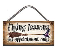 Wooden Funny Sign Flying Lessons Witch Broomstick